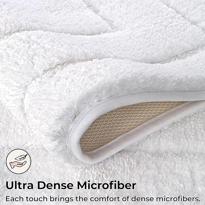GRANNY SAYS White Bathroom Rug 20" x 32", Non-Slip Microfiber Bath Mat | Ultra-soft, durable TPR backing for reliable grip, fast water absorption, machine washable for Vanity, Shower, Tub