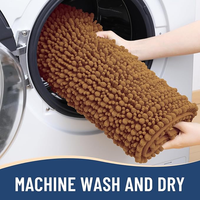 Arotive Bathroom Rugs Mat 30x20, Soft Absorbent Chenille Shaggy Bath Mat | Ochre, Machine Wash Dry, Bath Rugs for Bathroom Floor, Tub and Shower, Home Decor Accessories