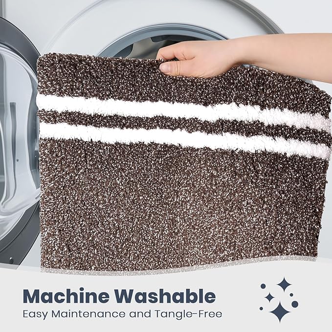 PURRUGS Bathroom Rug, Bath Mat, 20" x 24" U-Shaped, Brown | Machine Washable, Non-Slip, Waterproof TPR Backing, Super Absorbent, Quick Dry, Contour Rug for Toilet Base