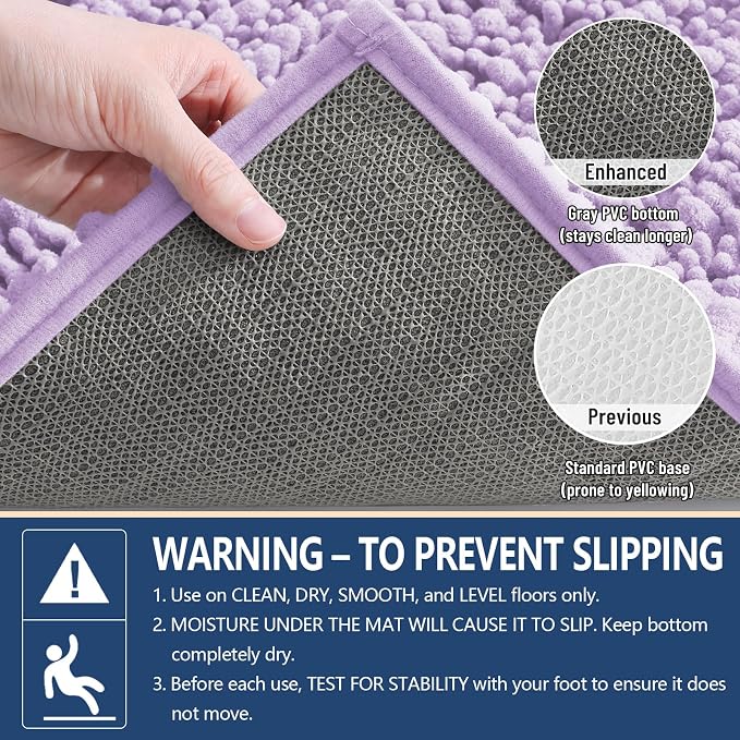 Arotive Bathroom Rugs Mat 36x24, Soft Absorbent Chenille Shaggy Bath Mat | Light Purple, Machine Wash Dry, Bath Rugs for Bathroom Floor, Tub and Shower, Home Decor Accessories