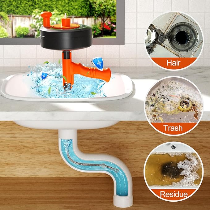 Drain Snake, 25ft Flexible Steel Drain Auger With Drill Adapter, Plumbing Unblocking Hand Auger, Manual Or Powered for Shower & Bathtub Clogs-No auto retract or feed