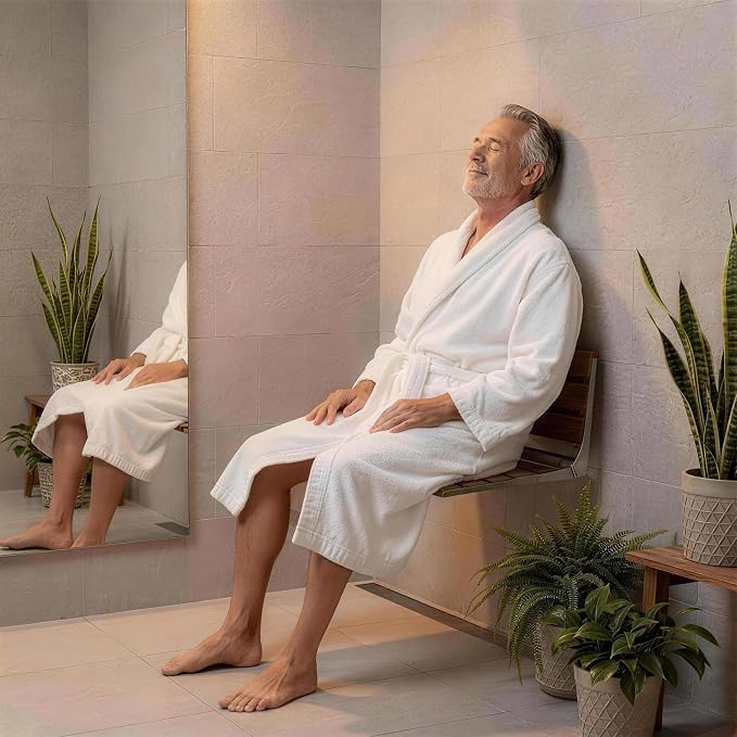 20" Foldable Shower Seat Wall Mounted, Folding Shower Bench for Shower Spaces, 450lbs Max Load for Inside Shower