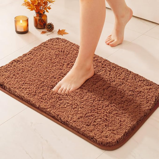 MIULEE Fall Burnt Orange Soft Microfiber Small Bathroom Rugs 16x24 | Absorbent, Non Slip, Quick Dry, Fluffy Bath Rugs for Bathroom Floor Tub Showers, Machine Washable