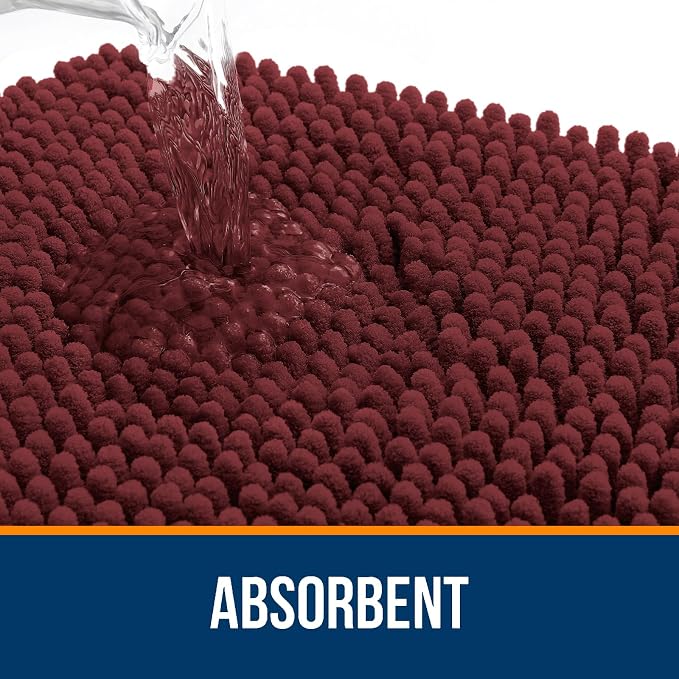 OLANLY Small Bathroom Rugs 30x18, Extra Soft Absorbent Chenille Bath Rugs | Andorra Red-Brown, Quick-Drying Rubber Backing, Washable Bath Mat for Bathroom Floor, Tub and Shower, Home Decor Accessories
