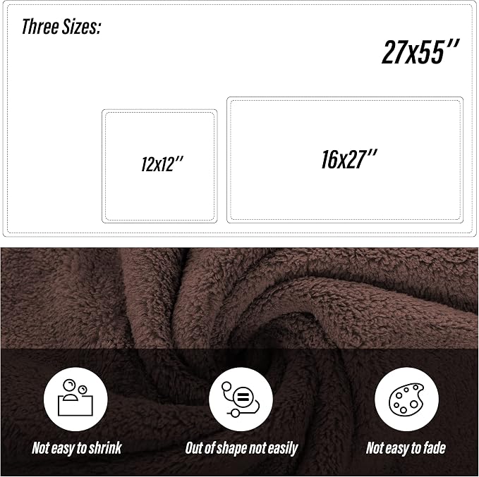 MOONQUEEN Ultra Soft Microfiber Coral Velvet Towel Set - Quick Drying, 2 Bath Towels, 2 Hand Towels, 2 Washcloths - Wood Brown, 6 Pcs
