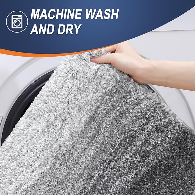 OLANLY Bathroom Rugs Mat 34x21, Extra Soft Absorbent Microfiber Bath Rugs | Grey, Non-Slip Quick-Drying Rubber Backing, Machine Washable Plush Bath Mat for Floor, Tub and Shower, Home Decor Accessories