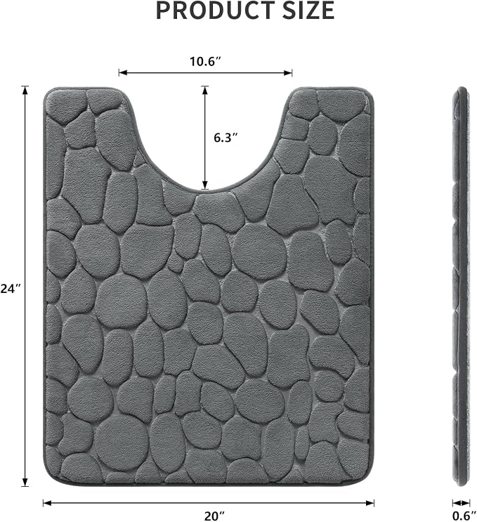 Memory Foam Bath Mat Cobblestone Bathroom Rugs Super Water Absorbent Bath Mats for Bathroom Machine Washable Bath Rugs(20 x 24,Dark Gray)