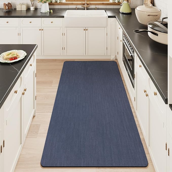 Mecko Bath Mat 24"x48",Ultra Thin Bathroom Rug fit Under Door Navy Blue | -Non-Slip, Quick Dry, Absorbent Bathroom Rug Suit for Tile floors, Easy Care Shower Rug in Front of Bathtub, Sink, Shower
