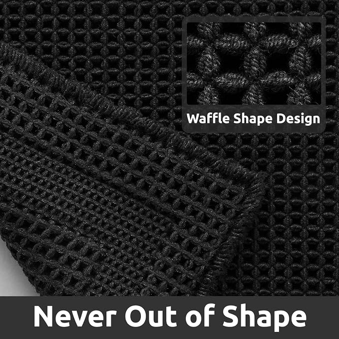 AMOAMI Waffle Bath-Mat, Absorbent Bath Mats for Bathroom Non Slip, Machine Washable Bathroom Rugs with Tassels Ultra Soft Boho Bath Rugs for Floor 2'x6'(24"x72") Black