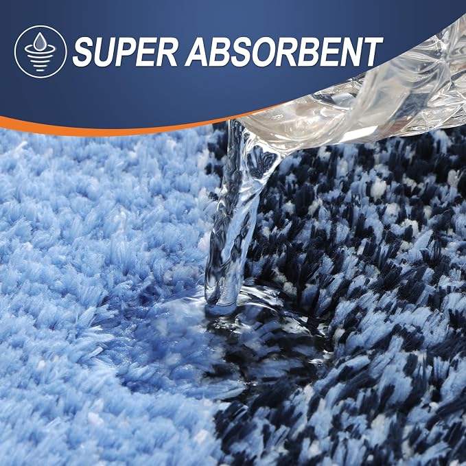 OLANLY Large Bathroom Rugs 50x30, Extra Soft Absorbent Microfiber Bath Rugs | Navy, Non-Slip Quick-Drying Rubber Backing, Machine Washable Plush Bath Mat for Floor, Tub and Shower, Home Decor Accessories