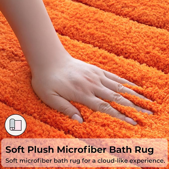 GRANNY SAYS Orange Bathroom Rug 16" x 24", Non-Slip Microfiber Bath Mat | Ultra-soft, with durable TPR backing for reliable grip, fast water absorption, machine washable for small bathroom spaces