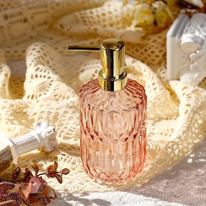 YunNasi Soap Dispenser with Pump Refillable | Liquid Hand Soap Dish Soap Dispensers for Bathroom Counter, Kitchen Sink, Pink