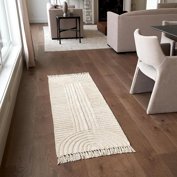 Beautiful 2x6 ft. Boho Runner Rug with Tassels for Your Hallway, Bedroom Or Living Room - Soft Cotton Carpet Fits Perfectly in Any Kitchen/Dining Space - Washable Rug Enhances Any Home Decor