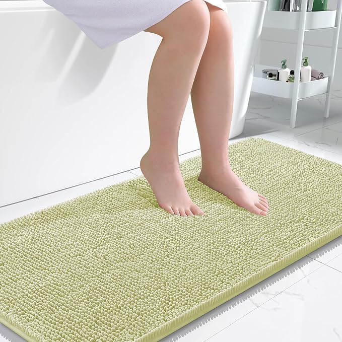 OLANLY Bathroom Runner Rugs 45x27, Extra Soft Absorbent Chenille Bath Rugs | Vanilla, Quick-Drying Rubber Backing, Washable Long Bath Mat for Bathroom Floor, Tub and Shower, Home Decor Accessories