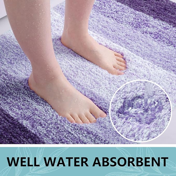 Arotive Microfiber Bathroom Rugs, Shaggy Soft Absorbent Bath Rug, 59x24 | DarkPurple, Rubber Backing Thick Plush Machine Washable Dry Bath Mats for Bathroom, Tub and Shower, Rectangular