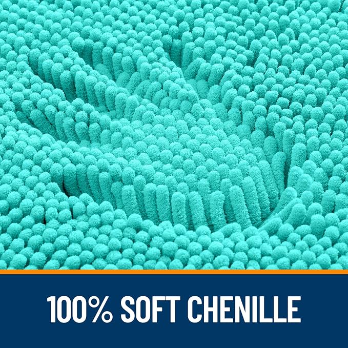 OLANLY Bathroom Rugs 30x20, Extra Soft Absorbent Chenille Bath Rugs | Teal, Quick-Drying Rubber Backing, Machine Washable Bath Mat for Bathroom Floor, Tub and Shower, Home Decor Accessories