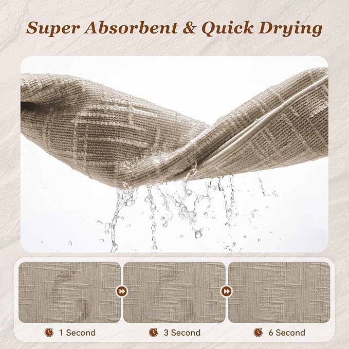 AMOAMI Bath Mat Non Slip Super Absorbent Quick Dry Bath Mats for Bathroom Floor Rubber Backing Washable Bathroom Rugs Modern Woven Jacquard Mat, Beside Tub Bath Rugs, 2' x 6', Brown