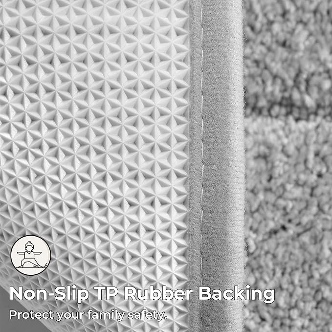 GRANNY SAYS Gray Bathroom Rugs Set 2 Piece, Non Slip Microfiber Bath Mats | Soft microfiber with TPR backing, fast water absorption, machine washable 2 piece bath rug set for Tub, Shower, Toilet