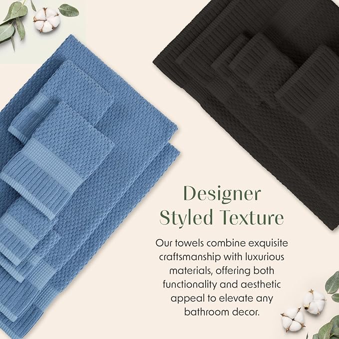 2 Pack Oversized Bath Towels 100% Cotton | Blue Towels | Oeko‑TEX Standard 100 | Soft & Absorbent, Quick‑Dry | Trinity Collection - Blue Shadow