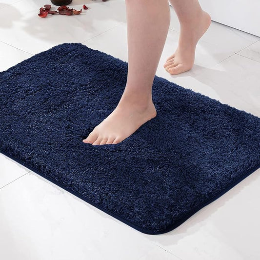 MIULEE Navy Blue Large Bathroom Rugs Soft Microfiber Bath Mat 24x36 Inch | Absorbent, Non Slip, Quick Dry, Fluffy Bath Rugs for Bathroom Floor Tub Showers, Machine Washable