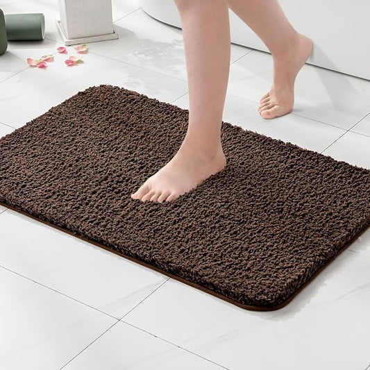 MIULEE Brown Bathroom Rugs Soft Microfiber Bath Mat 20x30 Inch | Absorbent, Non Slip, Quick Dry, Fluffy Bath Rugs for Bathroom Floor Tub Showers, Machine Washable
