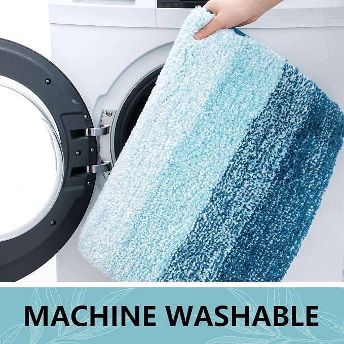 Arotive Microfiber Bathroom Rugs, Shaggy Soft Absorbent Bath Rug, 24x16 | PeacockBlue, Rubber Backing Thick Plush Machine Washable Dry Bath Mats for Bathroom, Tub and Shower, Rectangular