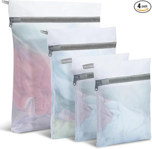 Mesh Laundry Bags for Delicates, 4Pcs Laundry Bags Mesh Wash Bags, Lingerie Bags for Washing Delicates, Laundry Bag for Delicates, Dorm Room Essentials (1 Large,1 Medium,2 Small)