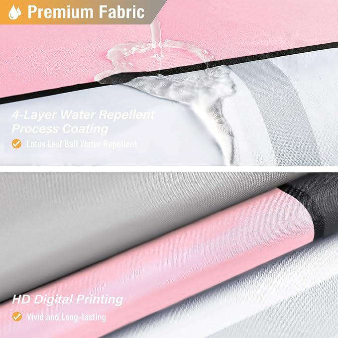 Pink Modern Geometric Waterproof Fabric Shower Curtain Set, 72 x 72 | Premium Polyester, Weighted Hem, 12 Plastic Hook, Vibrant Color, Wrinkle-resistant, Quick-Dry, Machine Washable, For Bathroom