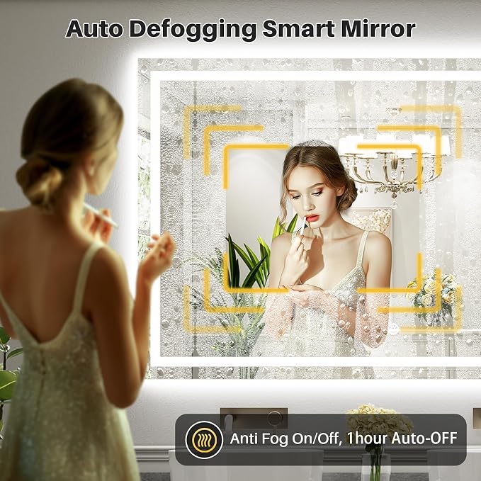 77x36 Inch LED Bathroom Mirror with Lights, Backlit & Front Lit | Anti-fog, 3 Color Dimmable, Memory Function, HD Reflection Tempered Glass, ETL Listed, IP54 Waterproof