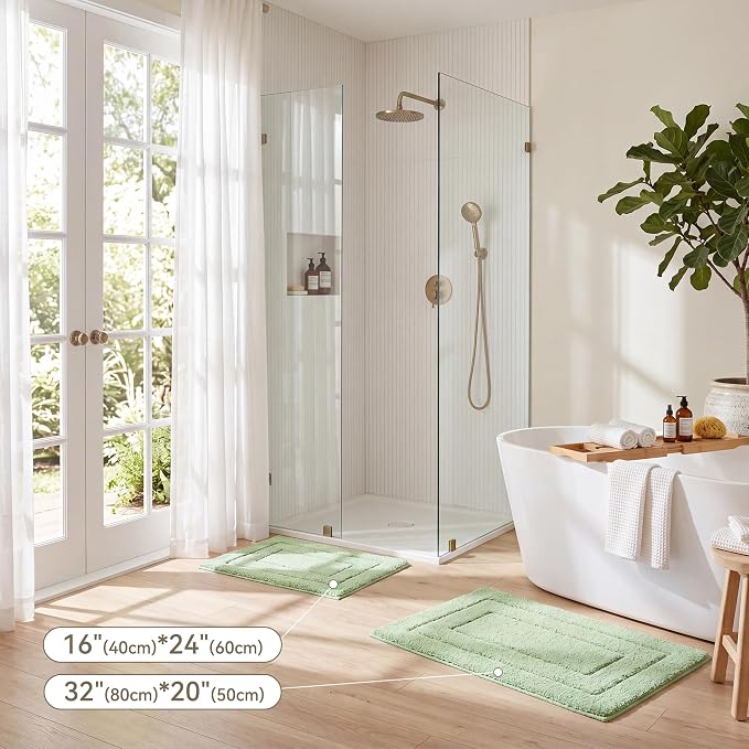 GRANNY SAYS Sage Green Bathroom Rug 20" x 32", Non-Slip Bath Mat | Ultra-soft, durable TPR backing for reliable grip, fast water absorption, machine washable for Vanity, Shower, Tub