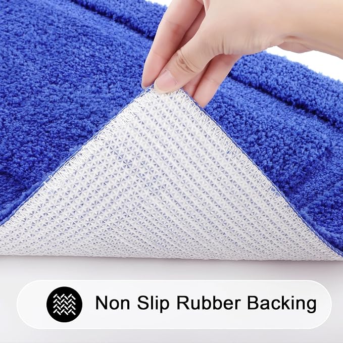 SHACOS Soft Microfiber Royal Blue Bathroom Rugs Sets 2 Pieces 32"x20" | Absorbent Plush Bath Rugs, Non Slip Washable Shaggy Bath Mats, Fluffy Bathroom Runner Floor Mats Shower Rug