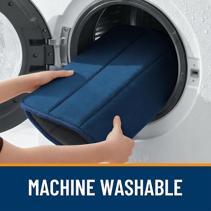 OLANLY Memory Foam Large Bath Mat 40x32, Super Soft Absorbent Bathroom Rugs | Navy Blue, Quick Dry Bath Rug, Machine Washable Shower Floor Mats, Bathmat Carpet for Bathroom Floor, Tub and Shower