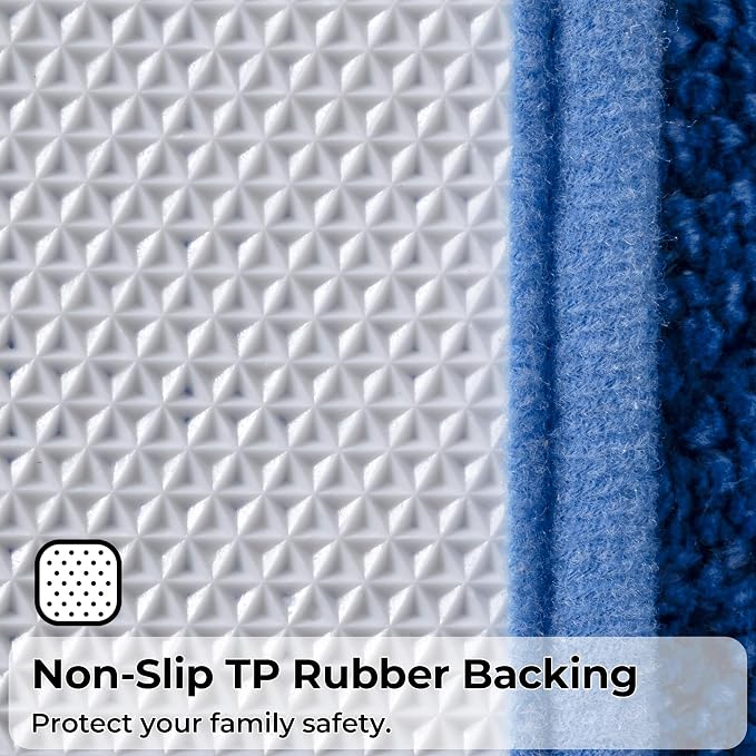 GRANNY SAYS Blue U Shaped Toilet Rug 20" x 24", Non-Slip Bath Mat | Soft microfiber, TPR backing, absorbs water quickly, machine washable, fits around most standard toilet bases