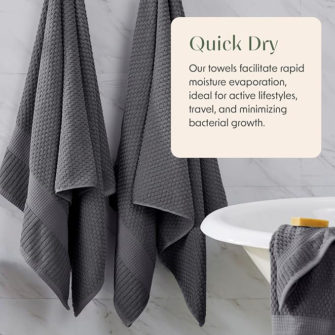 100% Cotton 6 Piece Bath Towel Set | Grey Towels | Oeko‑TEX Standard 100 | Soft & Absorbent, Quick‑Dry | Trinity Collection - Charcoal