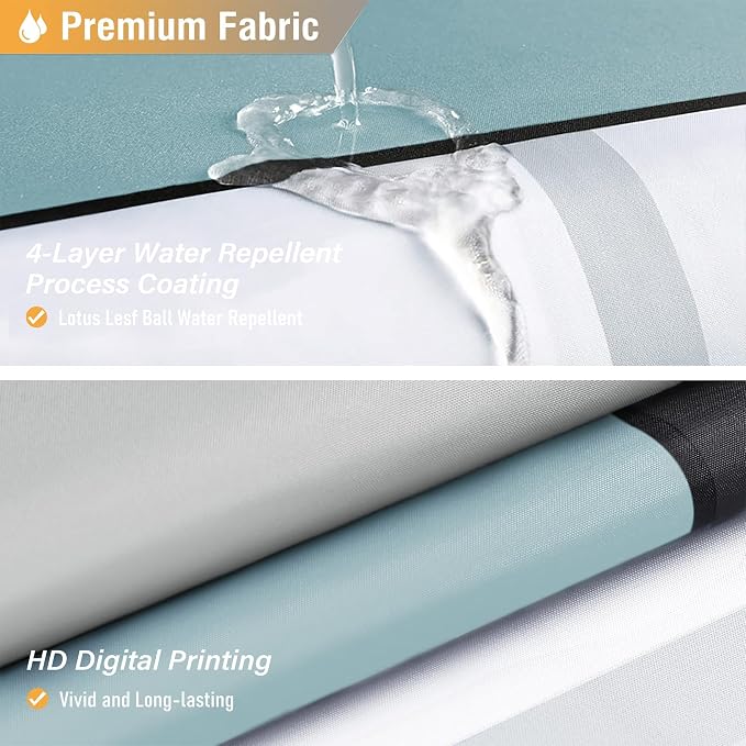 54x78 Stall Geometric Waterproof Fabric Shower Curtain Set, Fog Blue | Narrow Long, Premium Polyester, Weighted Hem, 10 Plastic Hook, Vibrant Color, Wrinkle-resistant, Quick-Dry, Machine Washable