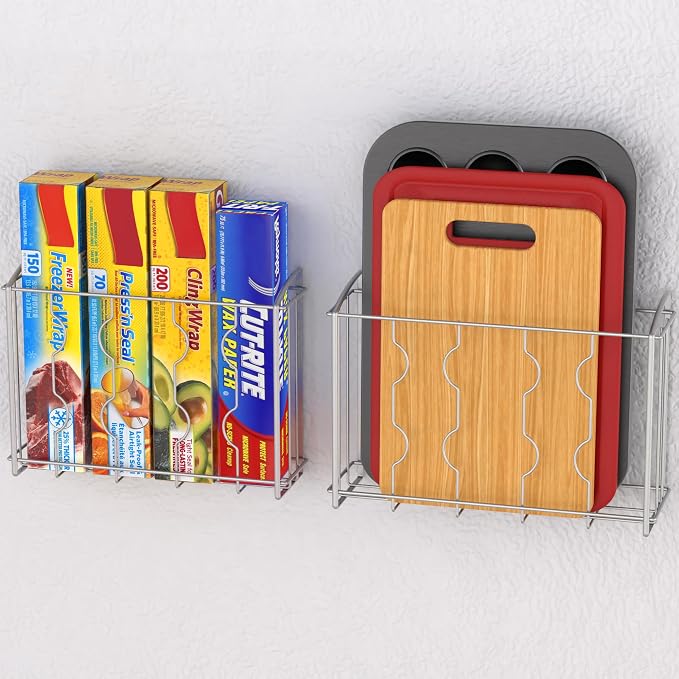 Simple Houseware Over the Cabinet Door Organizer Holder, 2pcs (L+M), Silver | 13.5" W x 4.25" D x 18.5" H & 12.5" W x 3.6" D x 18.5" H