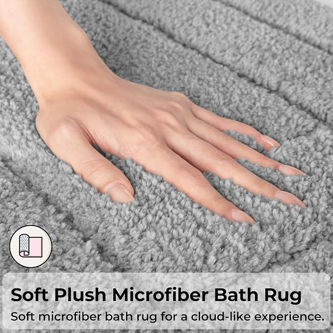 GRANNY SAYS Gray Bathroom Runner Rug 24" x 43", Soft Microfiber Bath Mat | Non-Slip long rug with TPR Backing, Absorbent, Machine Washable Extra Large Bath Rugs for Double Vanity, Shower, Tub