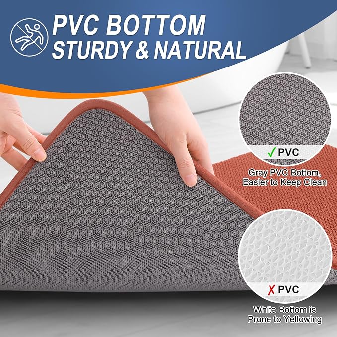 OLANLY Thick Memory Foam Small Bathroom Rugs Mats 24x16, Rustic Terracotta | Soft Quick Dry Bath Rugs, Non-Slip, Absorbent Machine Washable Mat for Bathroom Floor, Tub and Shower, Home Decor Accessories