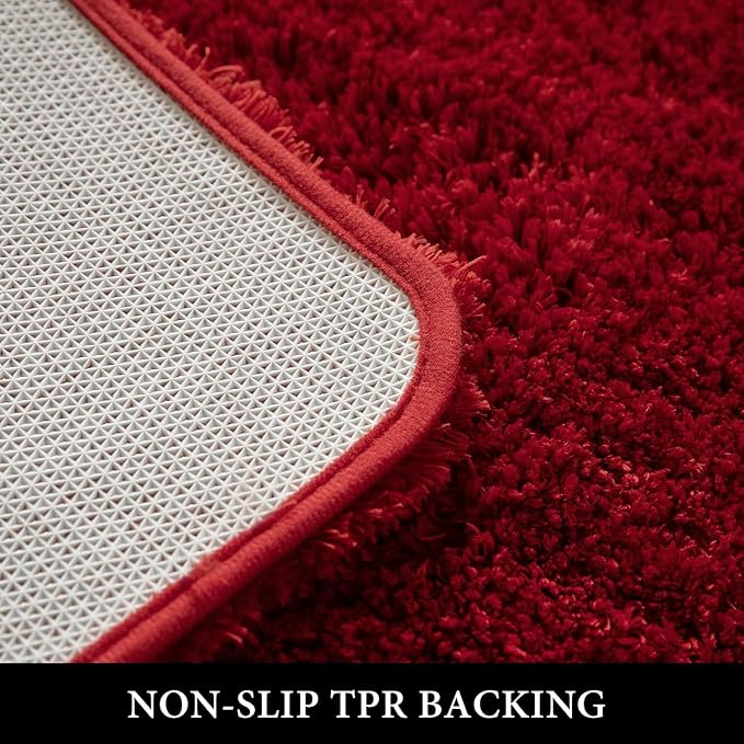 MIULEE Red Bathroom Runner Rugs Soft Microfiber Bath Mat 24 * 70 Inch | Absorbent, Non Slip, Quick Dry, Fluffy Bath Rugs for Bathroom Floor Tub Showers, Machine Washable
