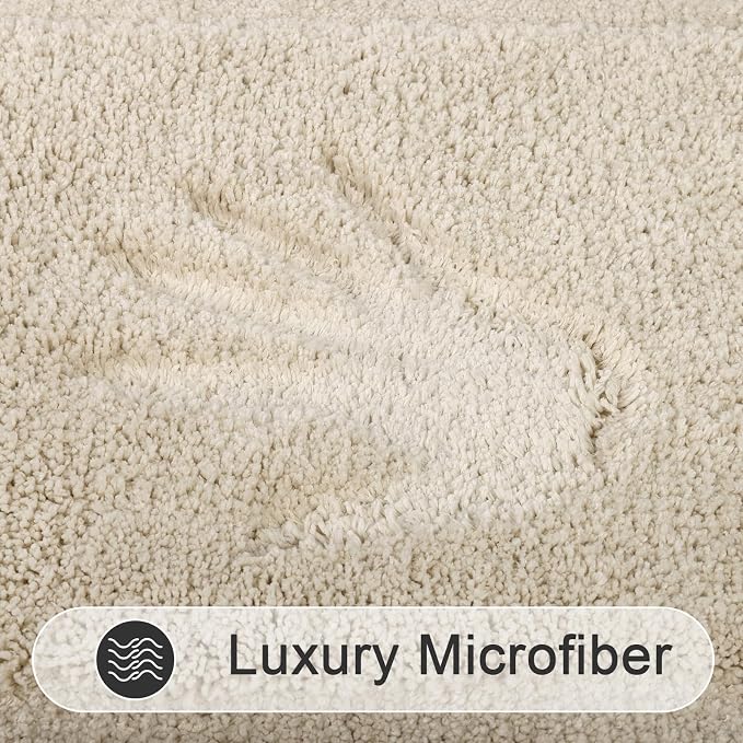 SHACOS Soft Microfiber Light Beige Bathroom Rugs Sets 2 Pieces 32x20 inch | Absorbent Plush Bath Rugs, Non Slip Washable Shaggy Bath Mats, Fluffy Bathroom Runner Floor Mats Shower Rug