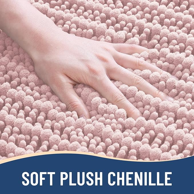 Arotive Bathroom Rugs Mat 30x20, Soft Absorbent Chenille Shaggy Bath Mat | Dirty Pink, Machine Wash Dry, Bath Rugs for Bathroom Floor, Tub and Shower, Home Decor Accessories