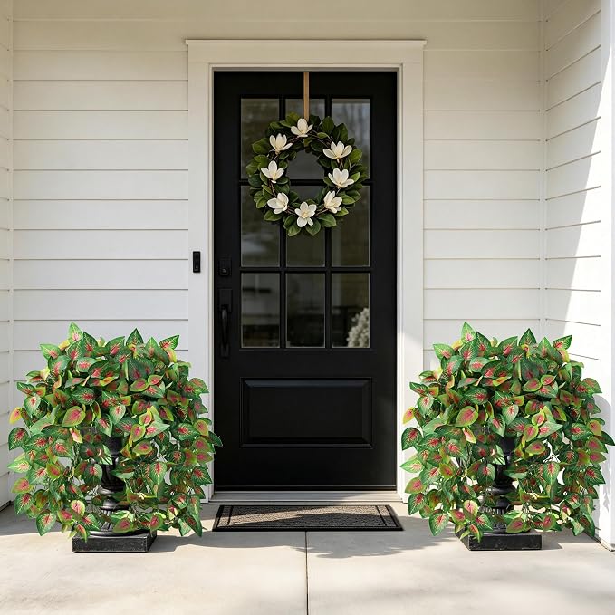 Fake Plants Artificial Hanging Plants for Outdoors Outside Decor, 2 PCS Faux Coleus Artificial Greenery UV Resistant Look Real Long Trailing Vines for Front Door Porch Planter Urn Patio Indoor Gardens