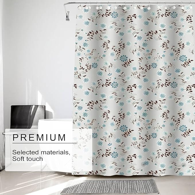 TIKABC Shower Curtain Liner, 4G PEVA Shower Liner, Plastic Waterproof Shower Curtains, 72x72 inch with Grommet Holes 3 Magnetic Weights