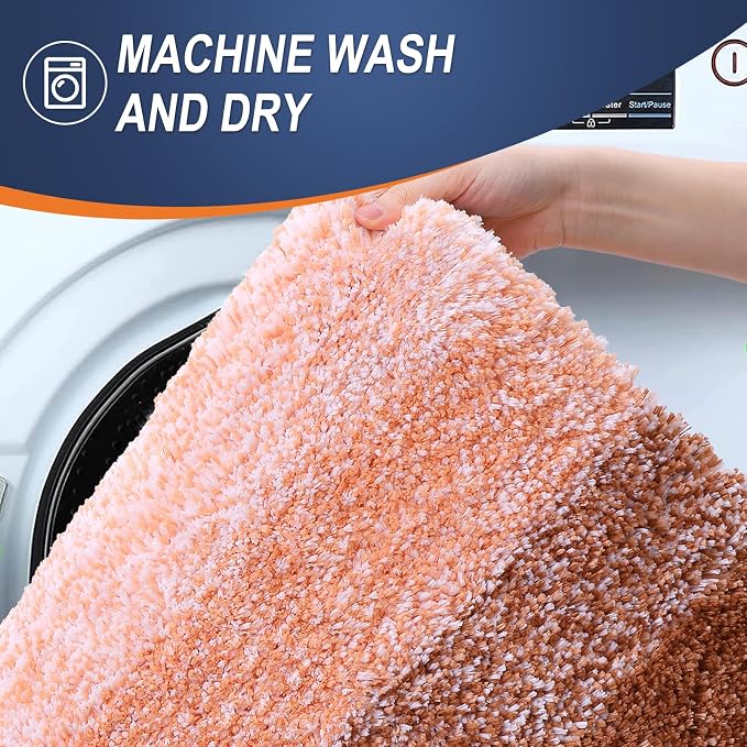 OLANLY Bathroom Rugs Mat 30x20, Extra Soft Absorbent Microfiber Bath Rugs | Orange, Non-Slip Quick-Drying Rubber Backing, Washable Plush Bath Mat for Floor, Tub and Shower, Home Decor Accessories