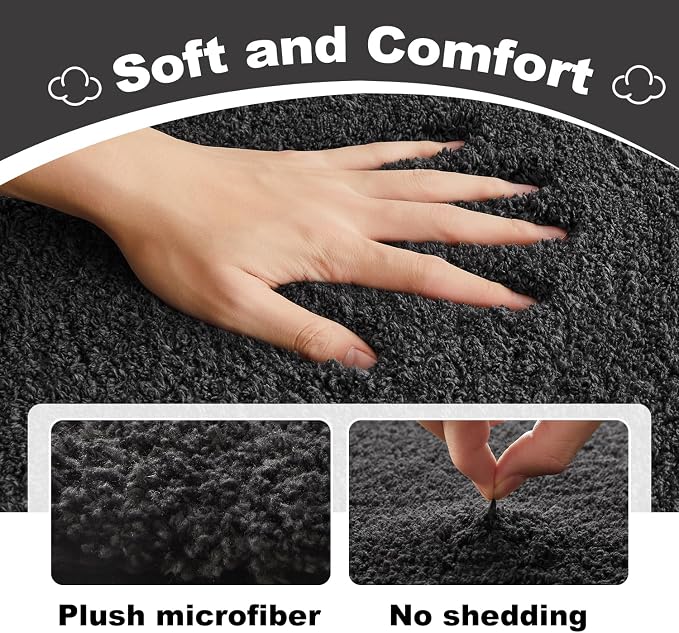 TYUU Bathroom Runner Rug, Ultra Soft Long Bath Mat Machine Washable Super Absorbent Quick Dry Bathroom Runner Rugs 24 x 60 Non Slip, Dark Grey 24" x 60"