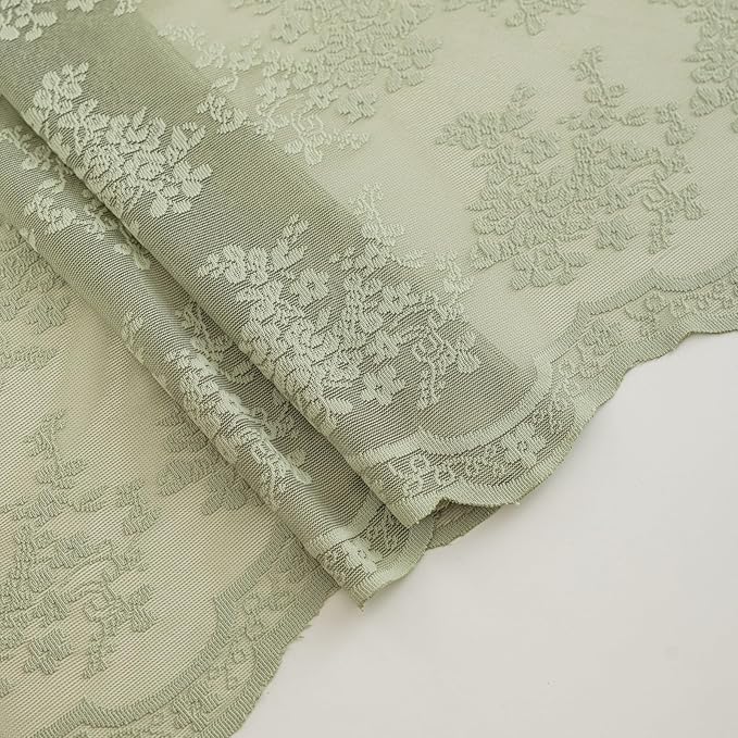 YJ YANJUN Boho 72x84 inch Shower Curtain Sage Green Lace Long Shower Cutain 84 Length Fancy See Through Shower Curtain 9 Foot Farmhouse Vintage Country Spring Summer Bathroom Décor 72" x 84" | See-through Shower Curtain Lets in Soft Light, Adding Flora...