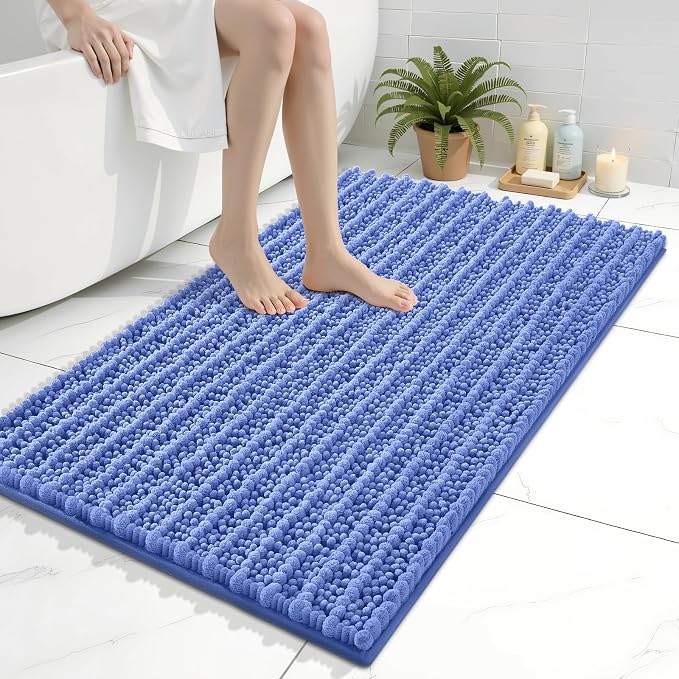 Arotive Bathroom Rugs Mat 36x24, Soft Absorbent Chenille Shaggy Bath Mat | Cornflower Blue, Machine Wash Dry, Bath Rugs for Bathroom Floor, Tub and Shower, Home Decor Accessories