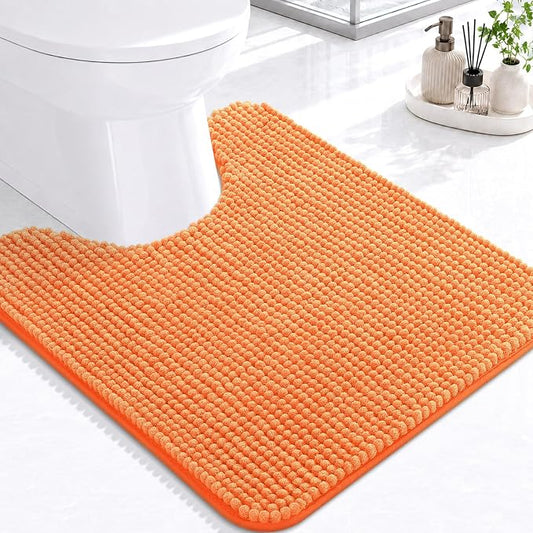 Arotive Chenille Toilet Rugs U-Shaped 24x20, Soft Absorbent Contoured Rugs | Coral, Rubber Backing, Coutoured Bath Rugs for Toilet, Machine Washable Bath Mats, Home Decor Accessories