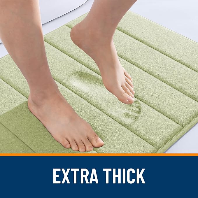 OLANLY Memory Foam Large Bath Mat 40x24, Super Soft Absorbent Bathroom Rugs | Vanilla, Quick Dry Bath Rug, Machine Washable Shower Floor Mats, Bathmat Carpet for Bathroom Floor, Tub and Shower