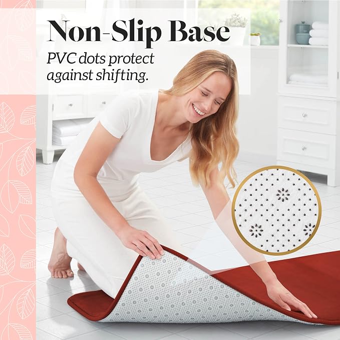 Memory Foam Bath Mat Non Slip Absorbent Super Cozy Velvet Bathroom Rug Carpet (72 inches X 24 inches, Autumn Glaze)
